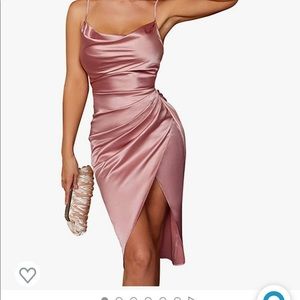 Women's Satin Slip Dress Cowl Neck